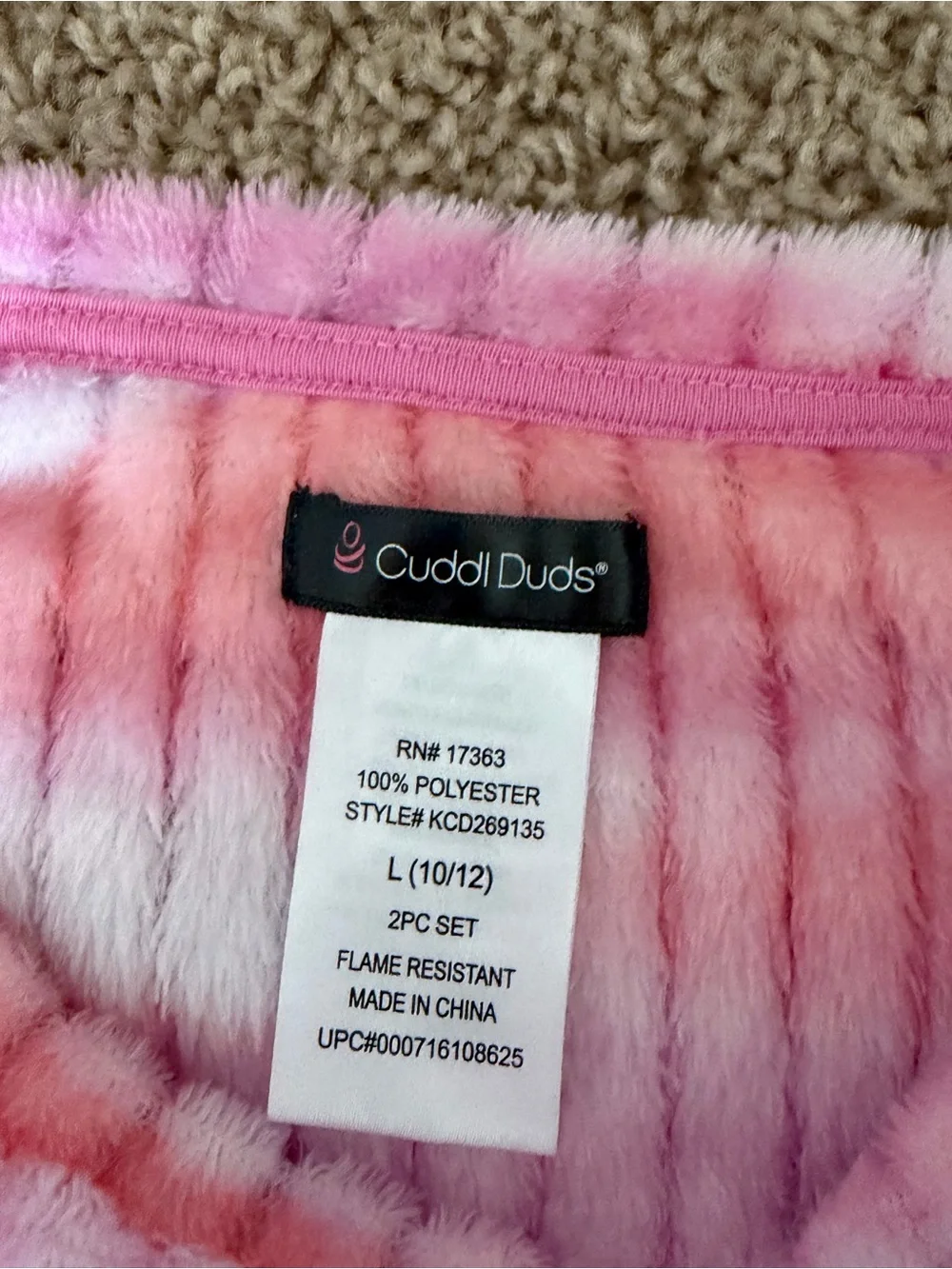 Cuddl Duds Pink & Coral Tie-Dye Ribbed Kids Pajama Set